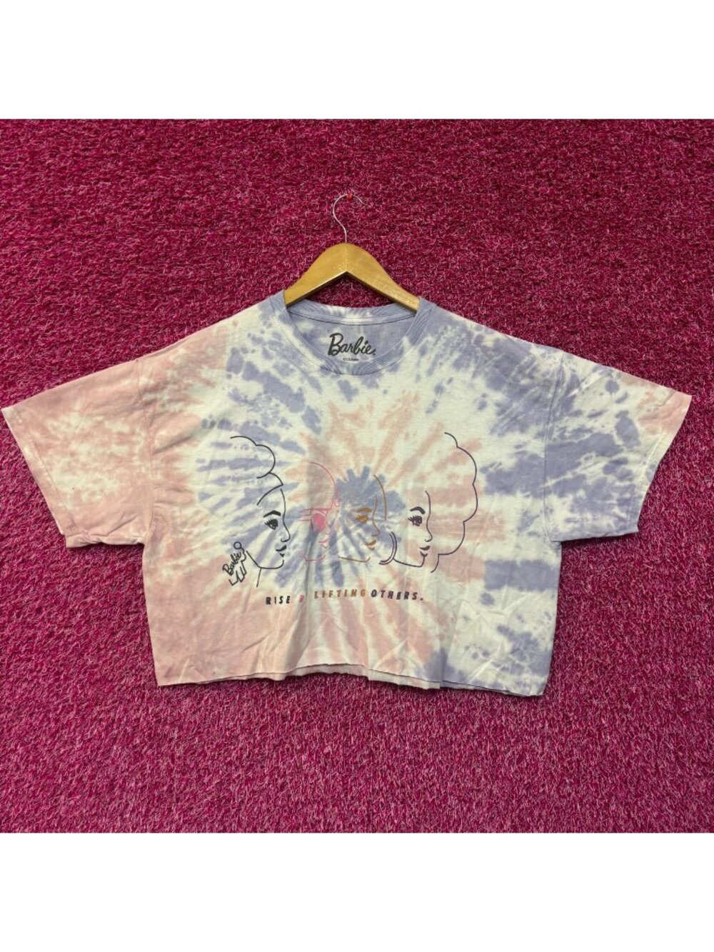 Barbie Rise By Lifting Each Other Crop Top tie dye Tshirt size XL
